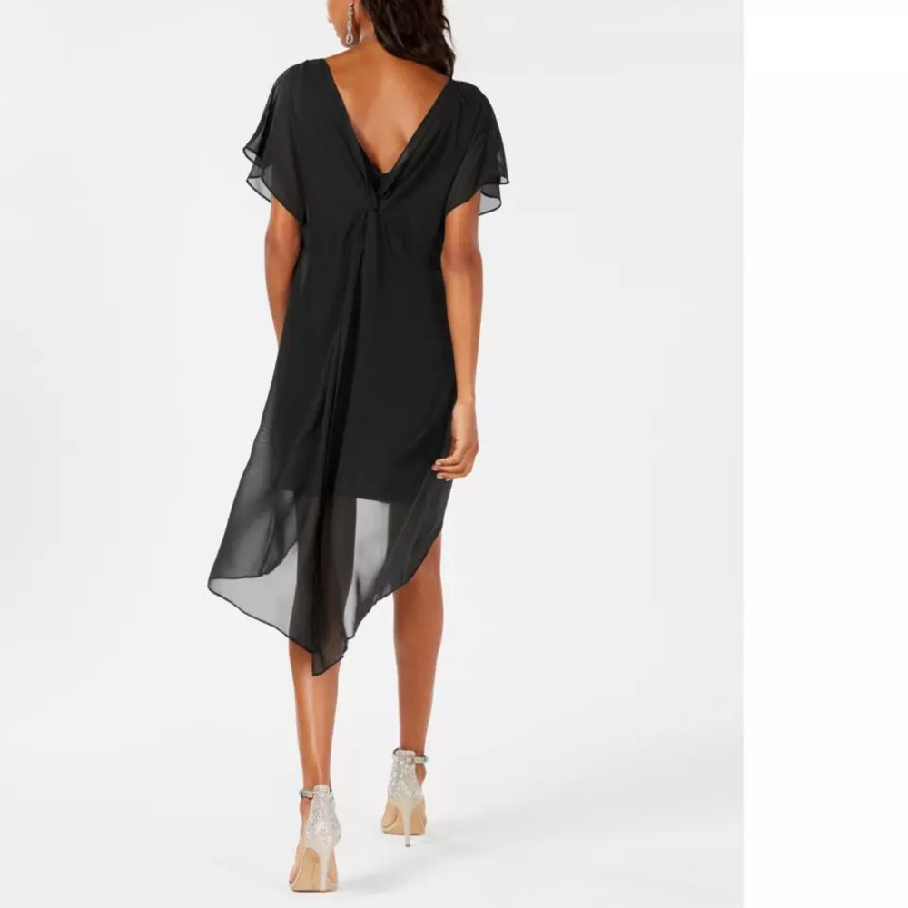 Adrianna Papell Black Chiffon Cocktail Dress, Size L, Party Dress - Picture 3 of 3